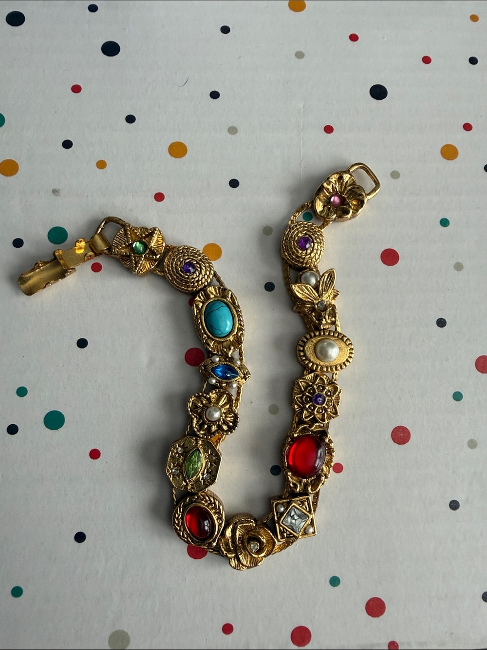 Victorian Revival Gold-tone Slide Charm Bracelet
